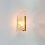 Pair of Scandinavian Glass & Brass Leaf Wall Lights by Carl Fagerlund, 1960s