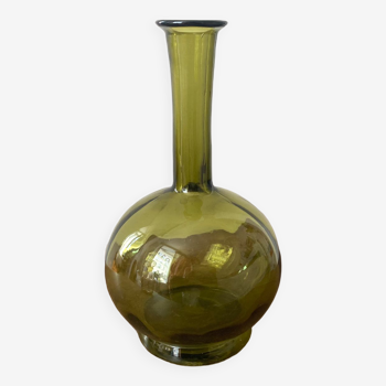 Vase soliflore en verre vert vintage années 70