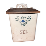 Salt box in faience and wood