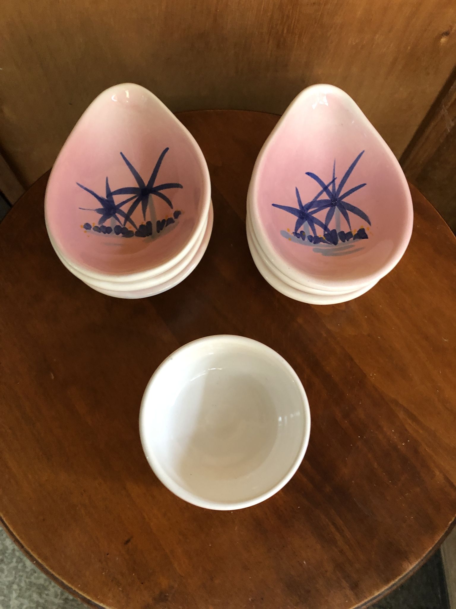 Ancien service apéro vallauris bol & 5 coupelles céramique rose