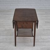 1950s, Danish foldable coffee table with drawer and shelf, original condition.