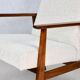 Fauteuil boucle ivoire blanc vintage, années 1970