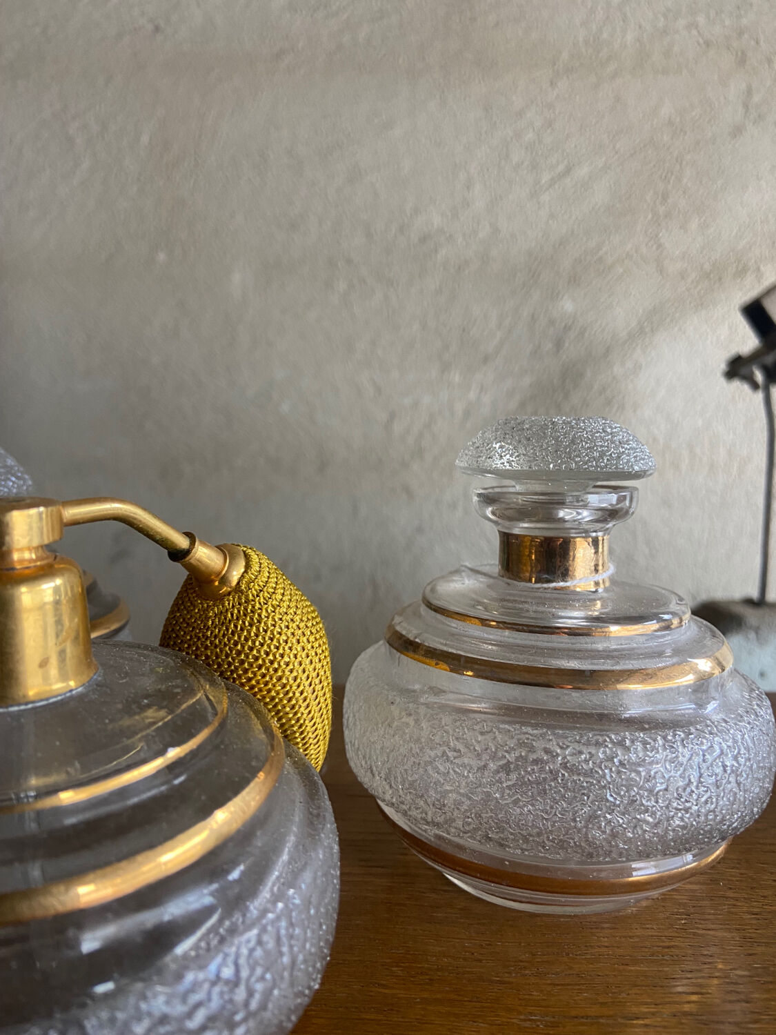 Trio of glass toiletries