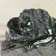 Green serpentine marble sculpture, the Lion of Lucerne after Bertel Thorvaldsen around 1880.