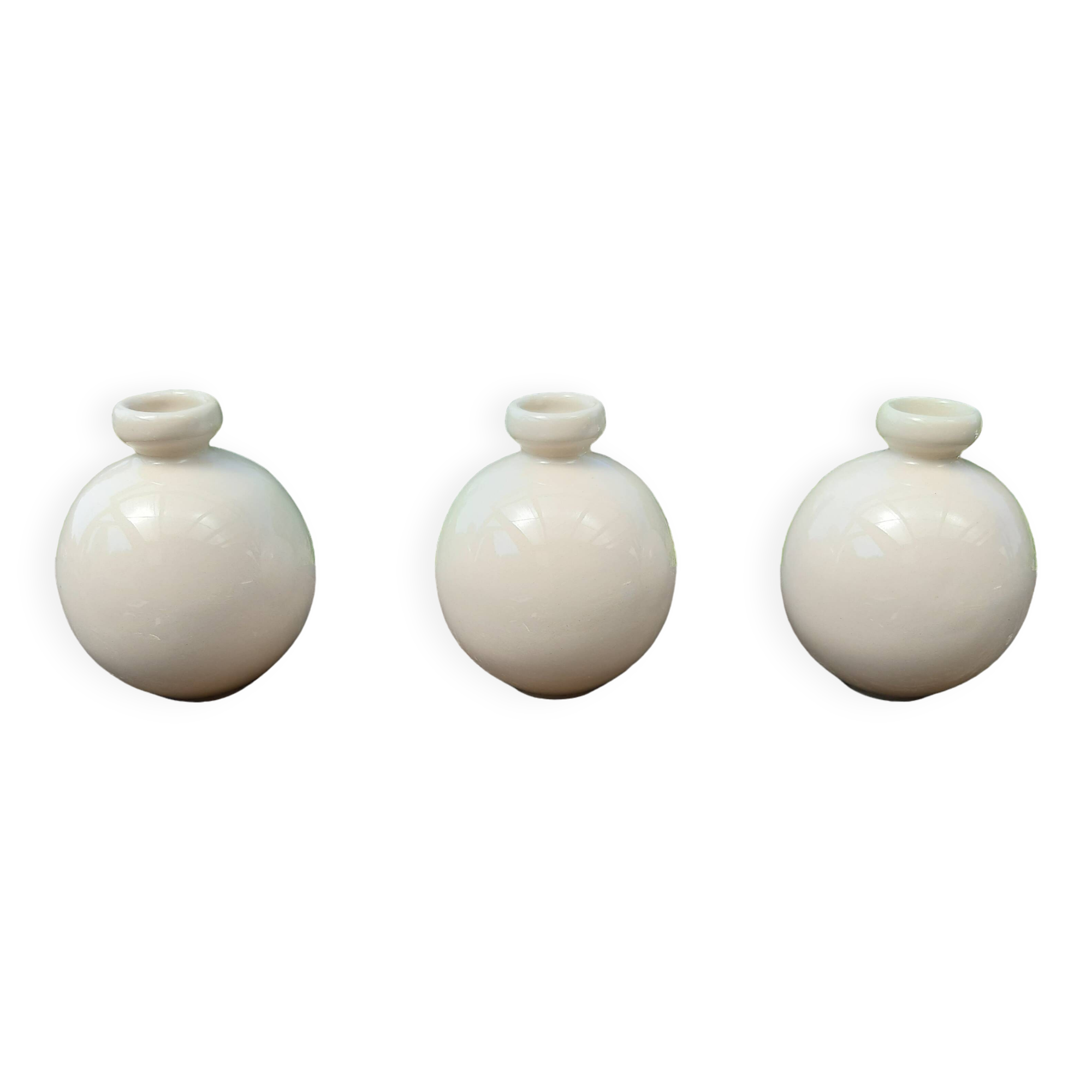 Lot de 3 vases boules faïence de Villenauxe