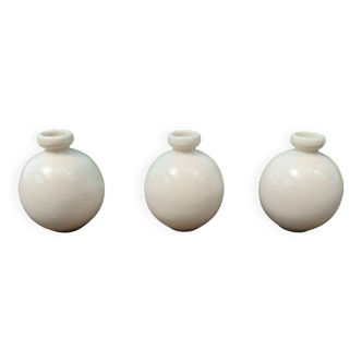 Set of 3 Villenauxe earthenware ball vases