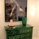 Commode italienne en verre vert-malachite de style mid-century modern