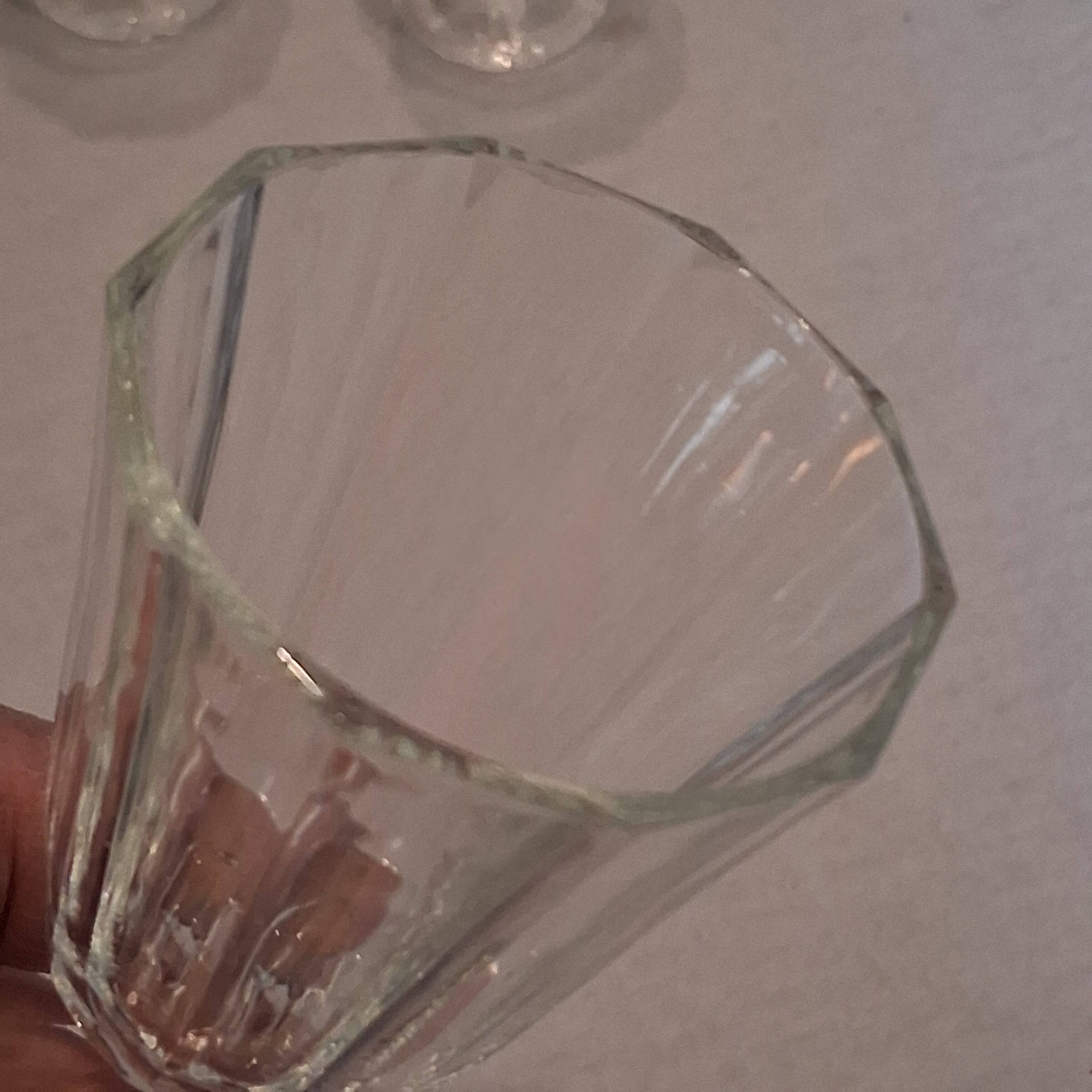 Set of 6 antique faceted stemmed wine glasses in very good condition.