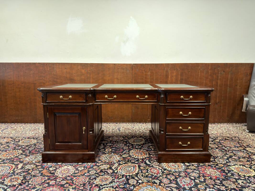 Classic English Desk with Green Inlay