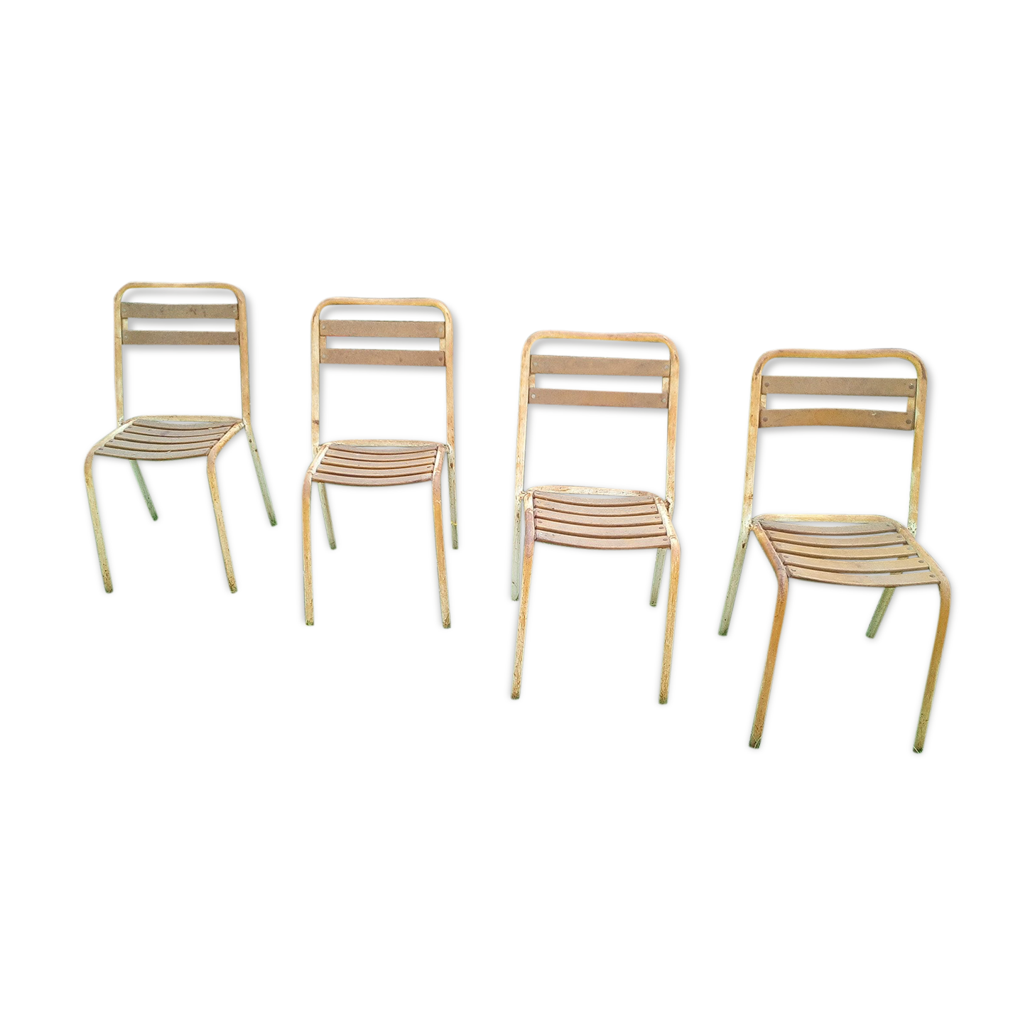 Serie de 4 chaises en tôle