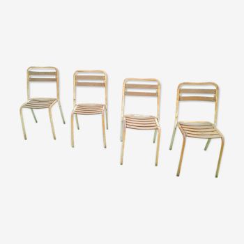 Serie de 4 chaises en tôle