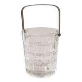 Seau à glace vintage en verre taillé avec anse métal – esprit bar années 60