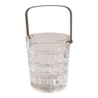 Vintage glass ice bucket with metal handle – 1960s bar style