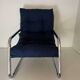Fauteuil tubulaire chromé bleu années 70 Space Age