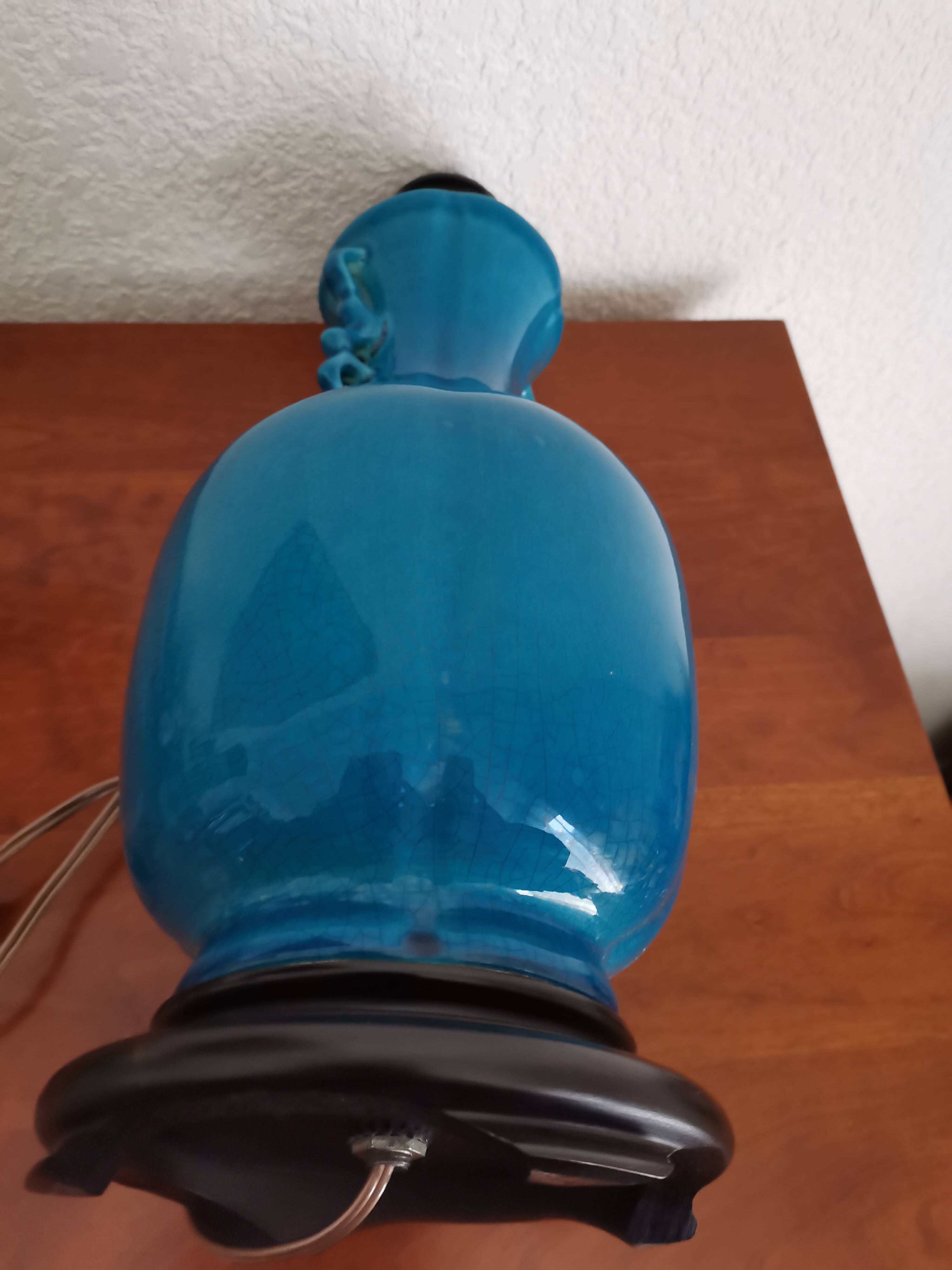 Blue ceramic lamp base