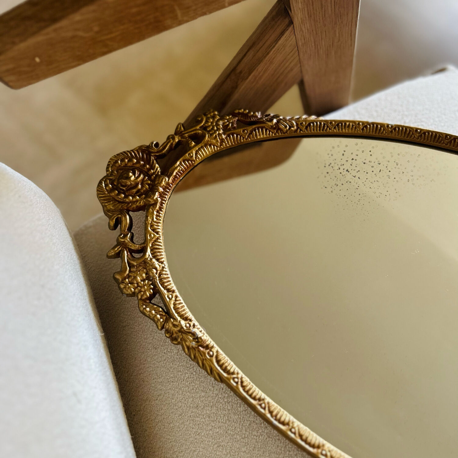 Golden cast iron mirror