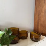 Mid Century amber-coloured bowls Arcoroc Sierra