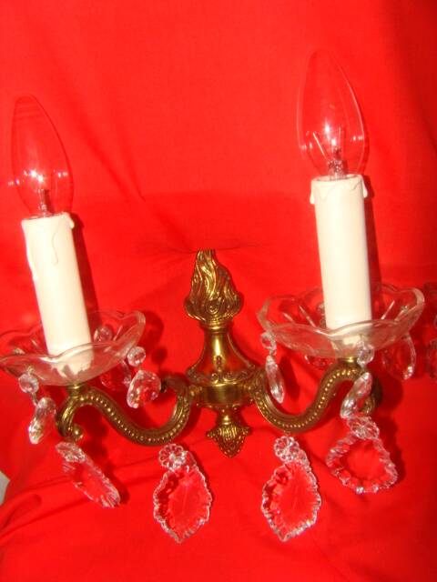 applique bronze et cristal à 2 bras de lumière