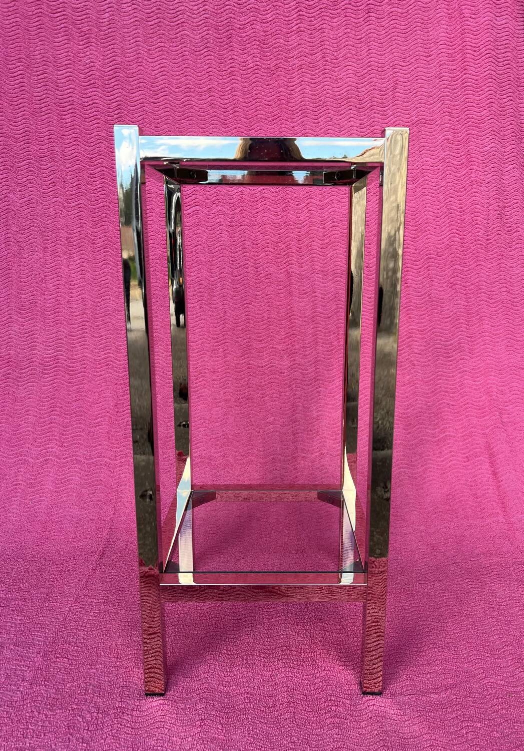 VINTAGE 1970 COFFEE TABLE SQUARE GOLD BRIGHT TUBE SQUARE 2 PLATTERS