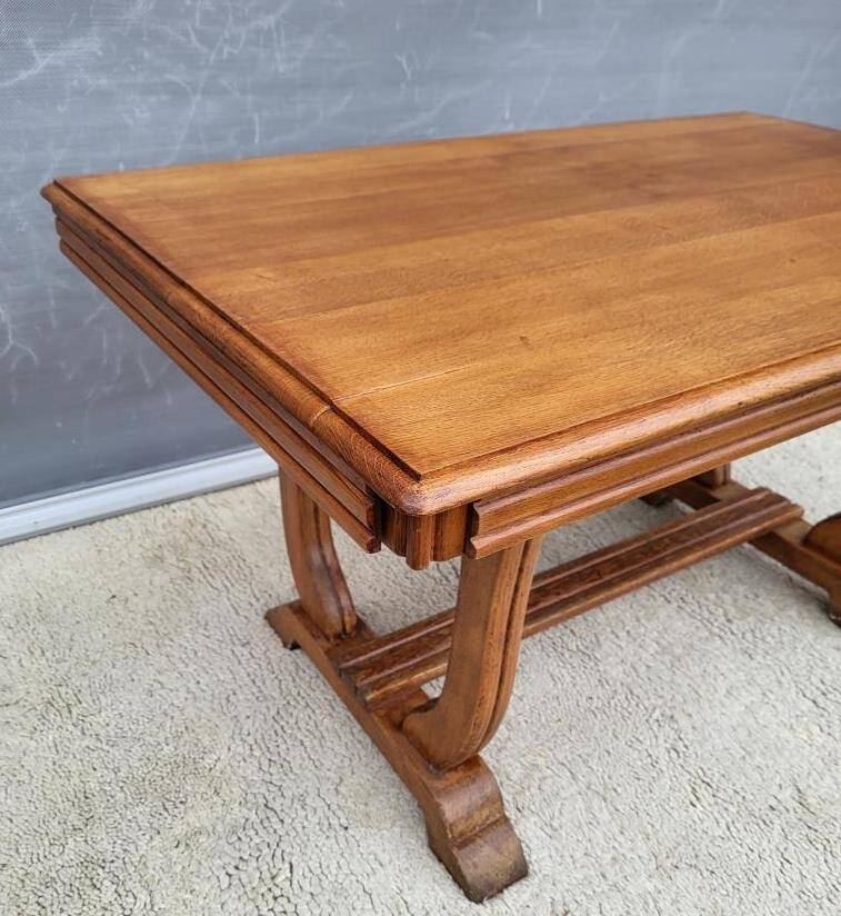 Table bureau extensible Art Déco 1930 piétement en accolades