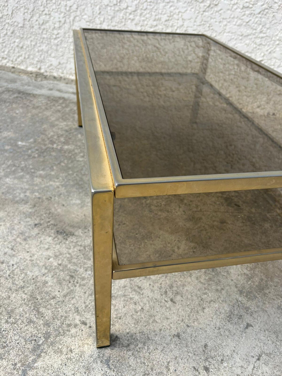 Iron coffee table with glass top