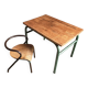 Ensemble bureau et chaise d’écolier vintage – Mobilier scolaire industriel