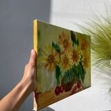 Oil on canvas of a bouquet of sunflowers
