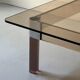 Square coffee table in smoked brown plexiglass and chrome, 1970s design