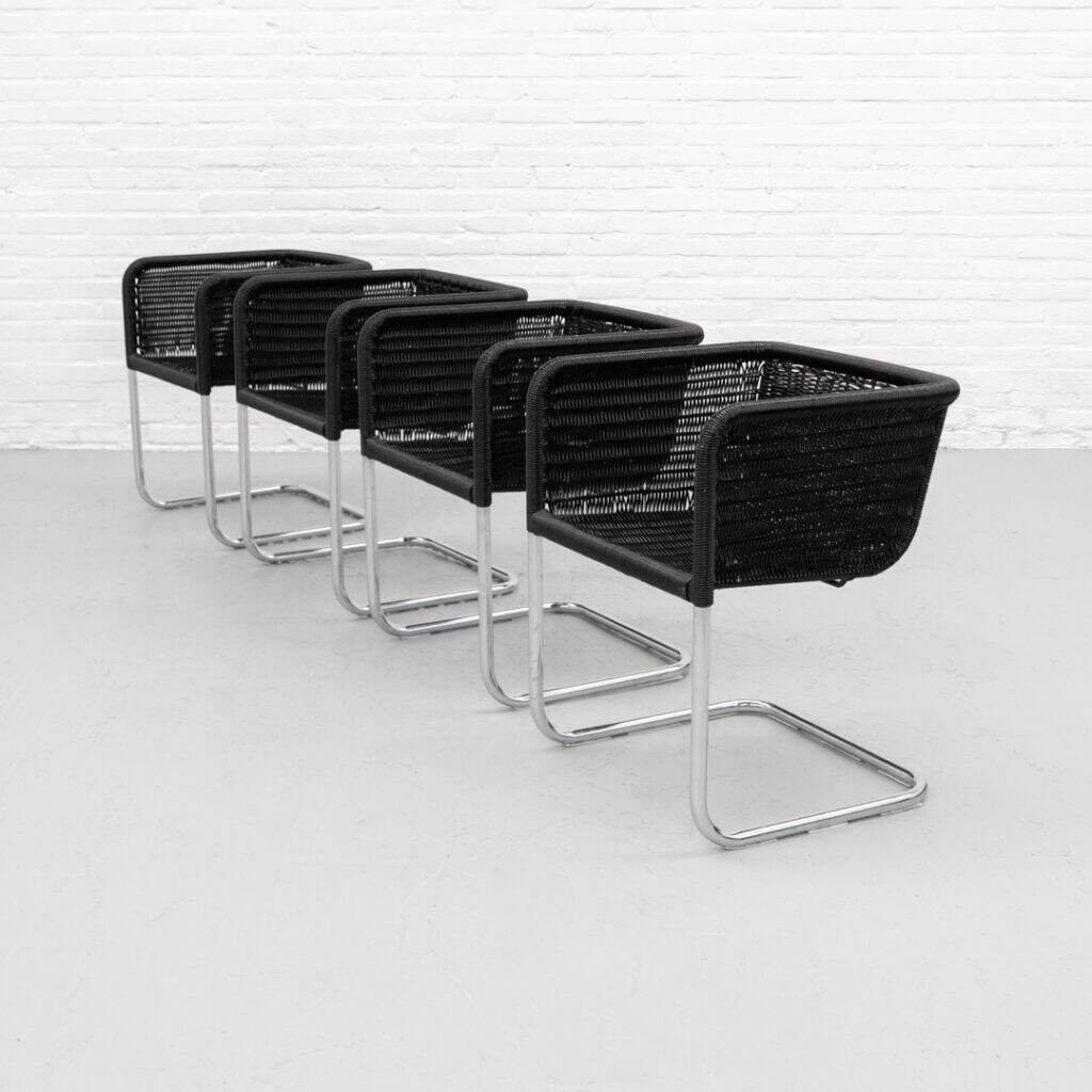 Ensemble de chaises de salle à manger Tecta D44 des années 1980