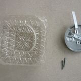 Vintage square ceiling light in 70s molded glass