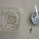 Vintage square ceiling light in 70s molded glass