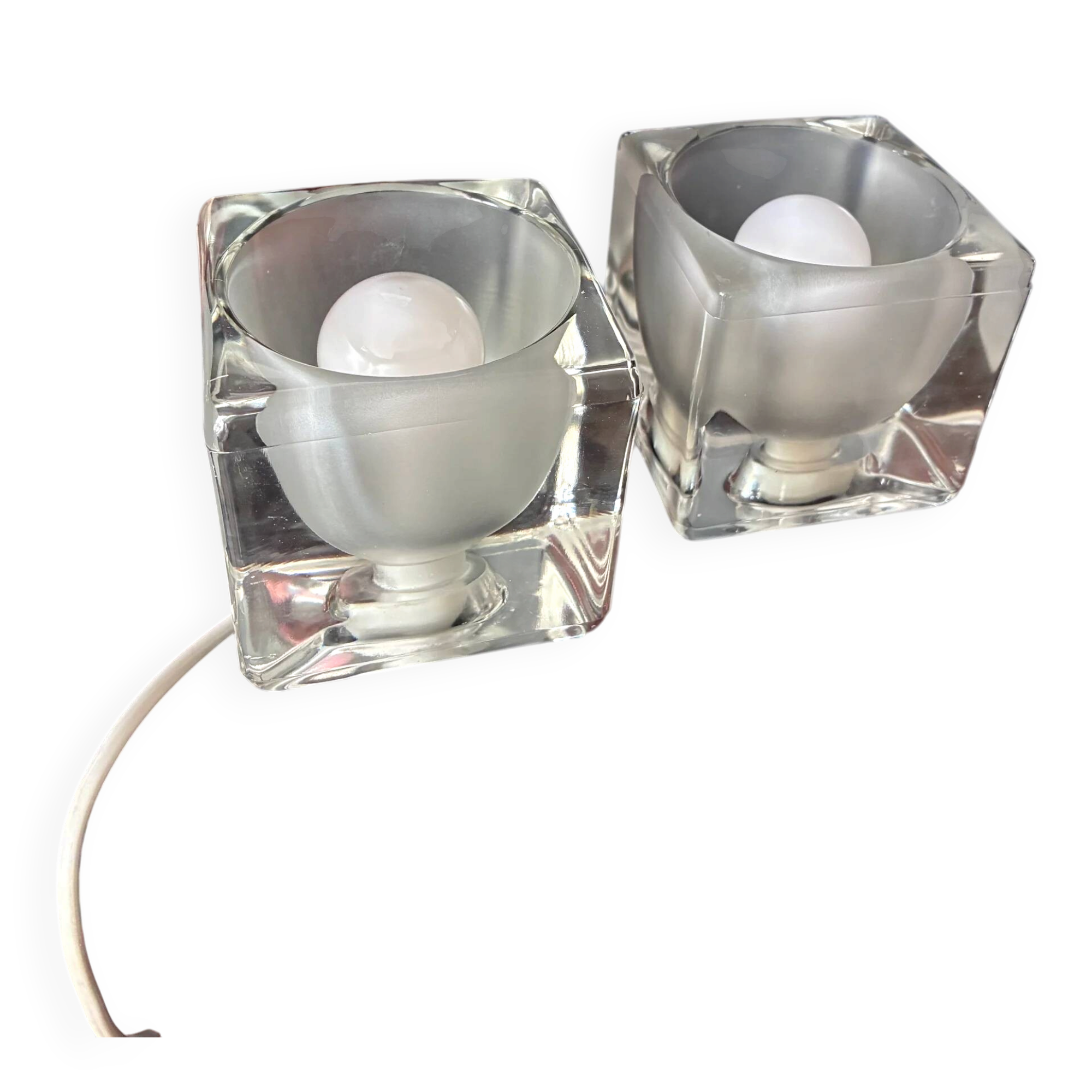 Pair of "Ice cube" glass lamps - 1970.