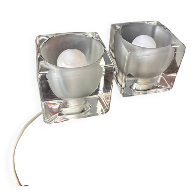 Paire de lampes ''Ice cube'' en verre - 1970.