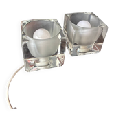 Paire de lampes "Ice cube" en verre - 1970.