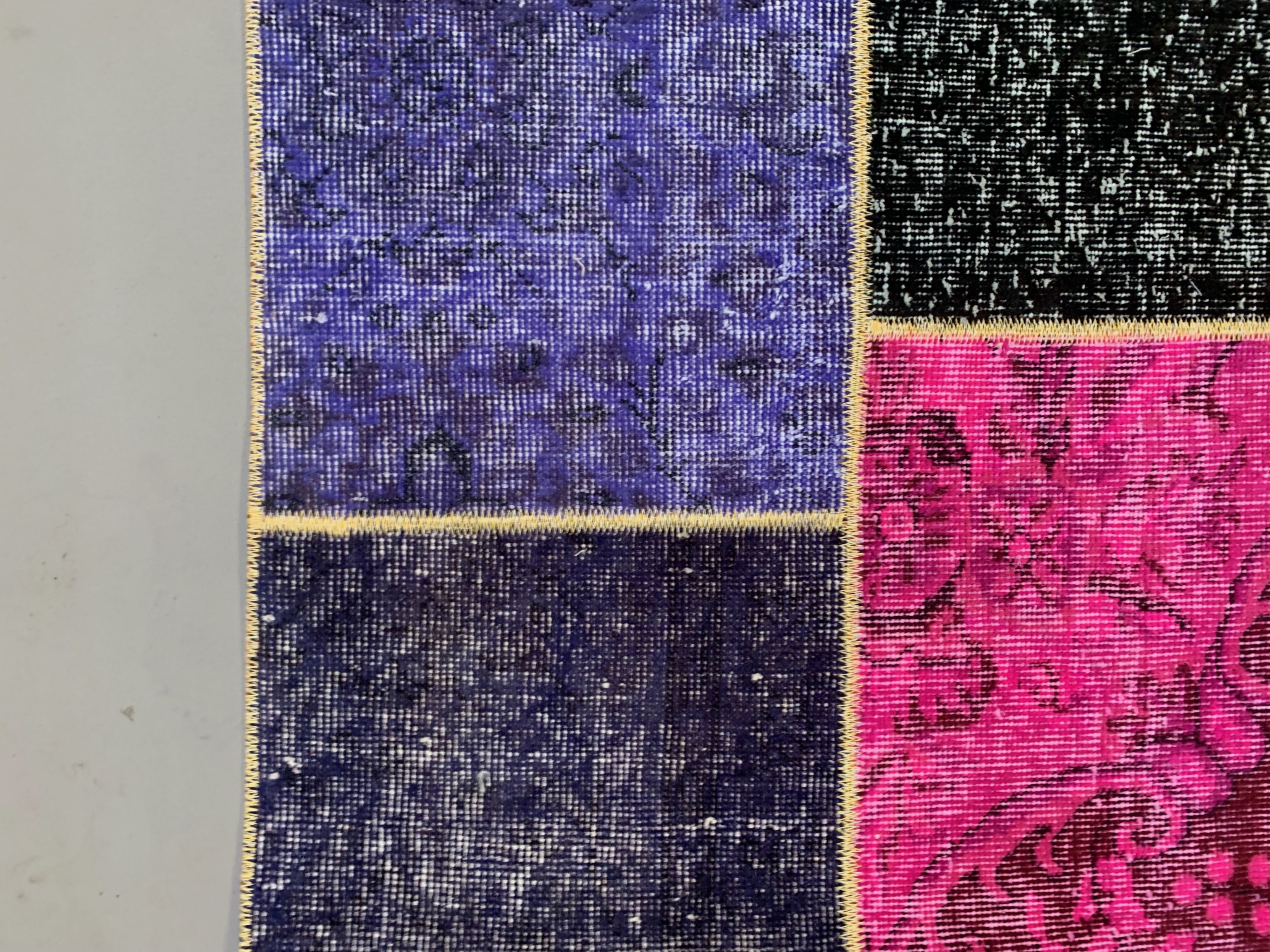 Distressed vintage turkish patchwork rug 251x170 cm wool large