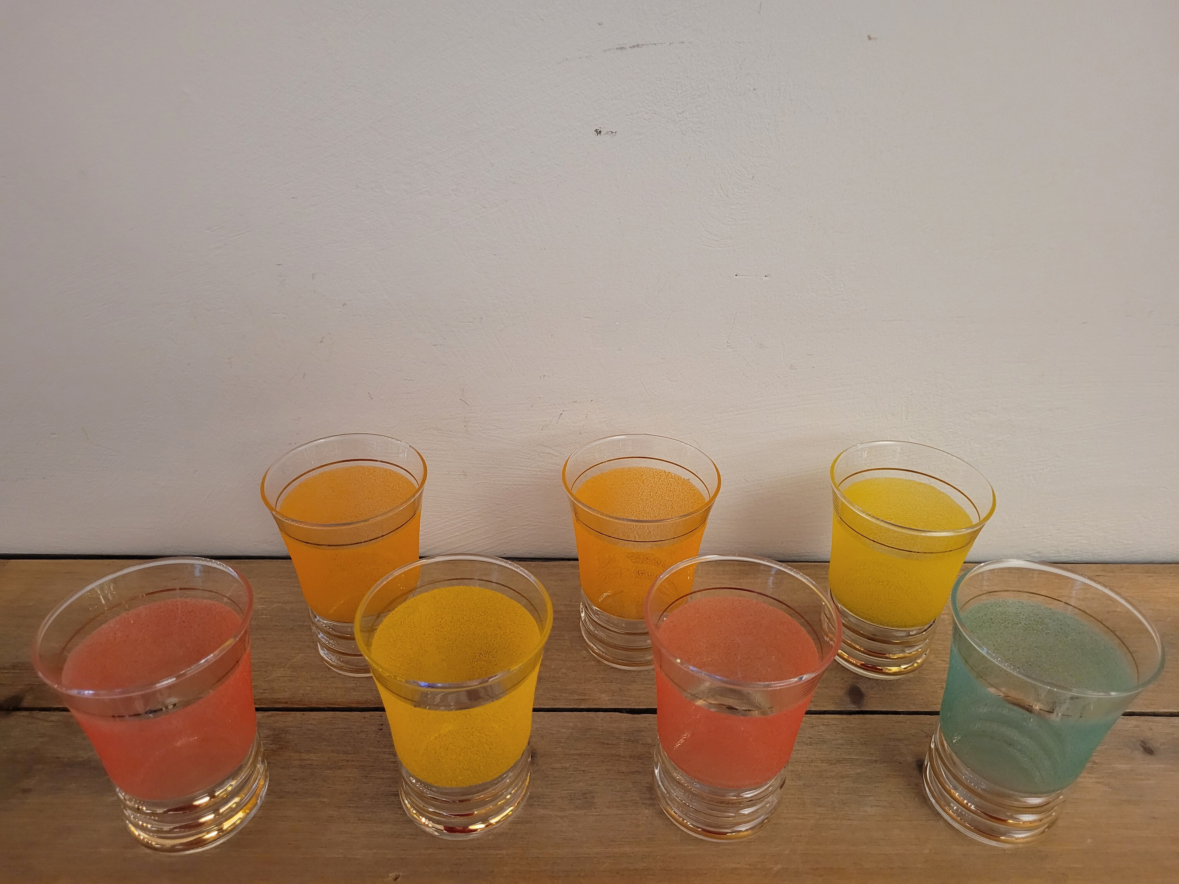 Colored granite glasses 60's