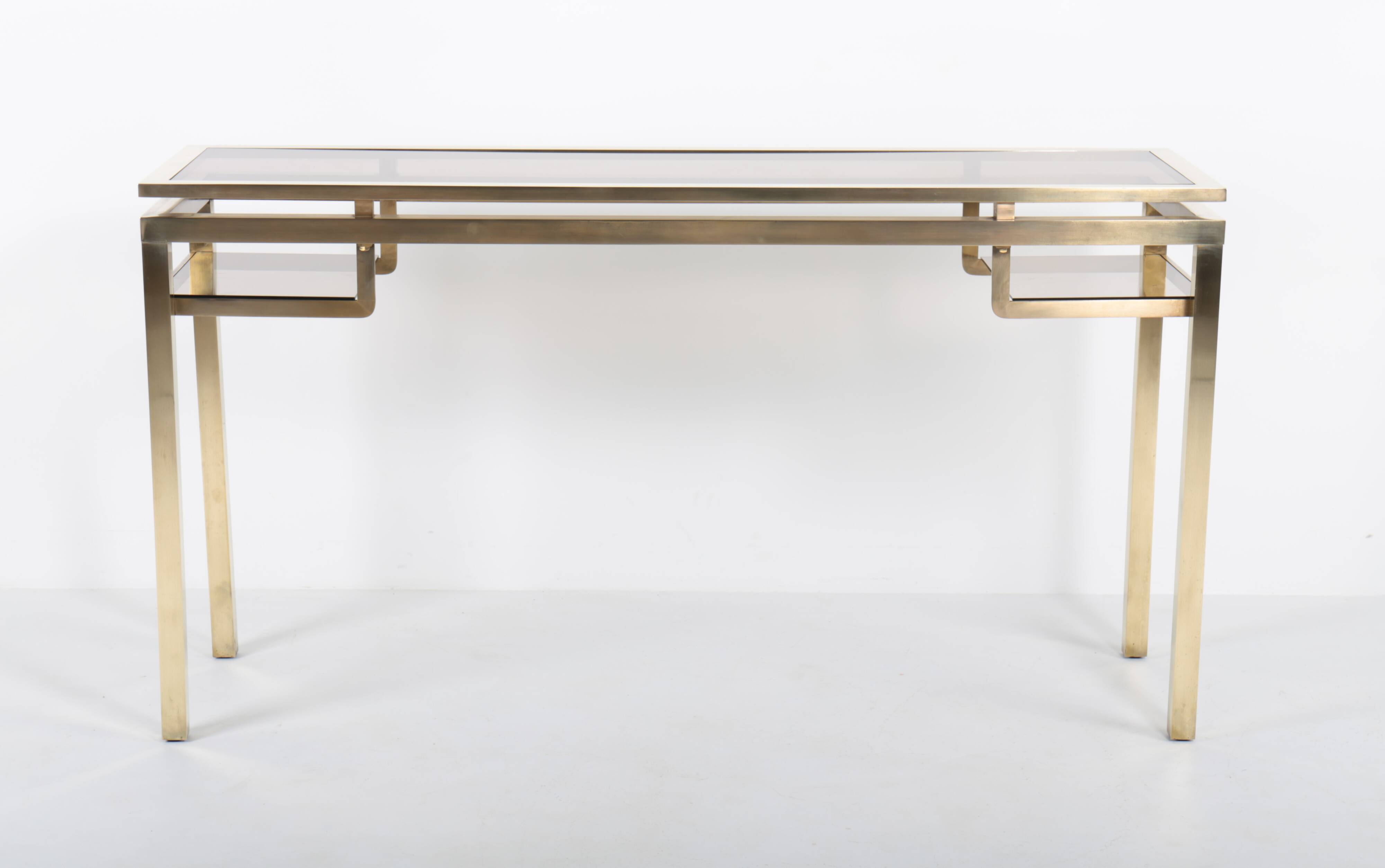 Brass console by Guy Lefevre, 1970s