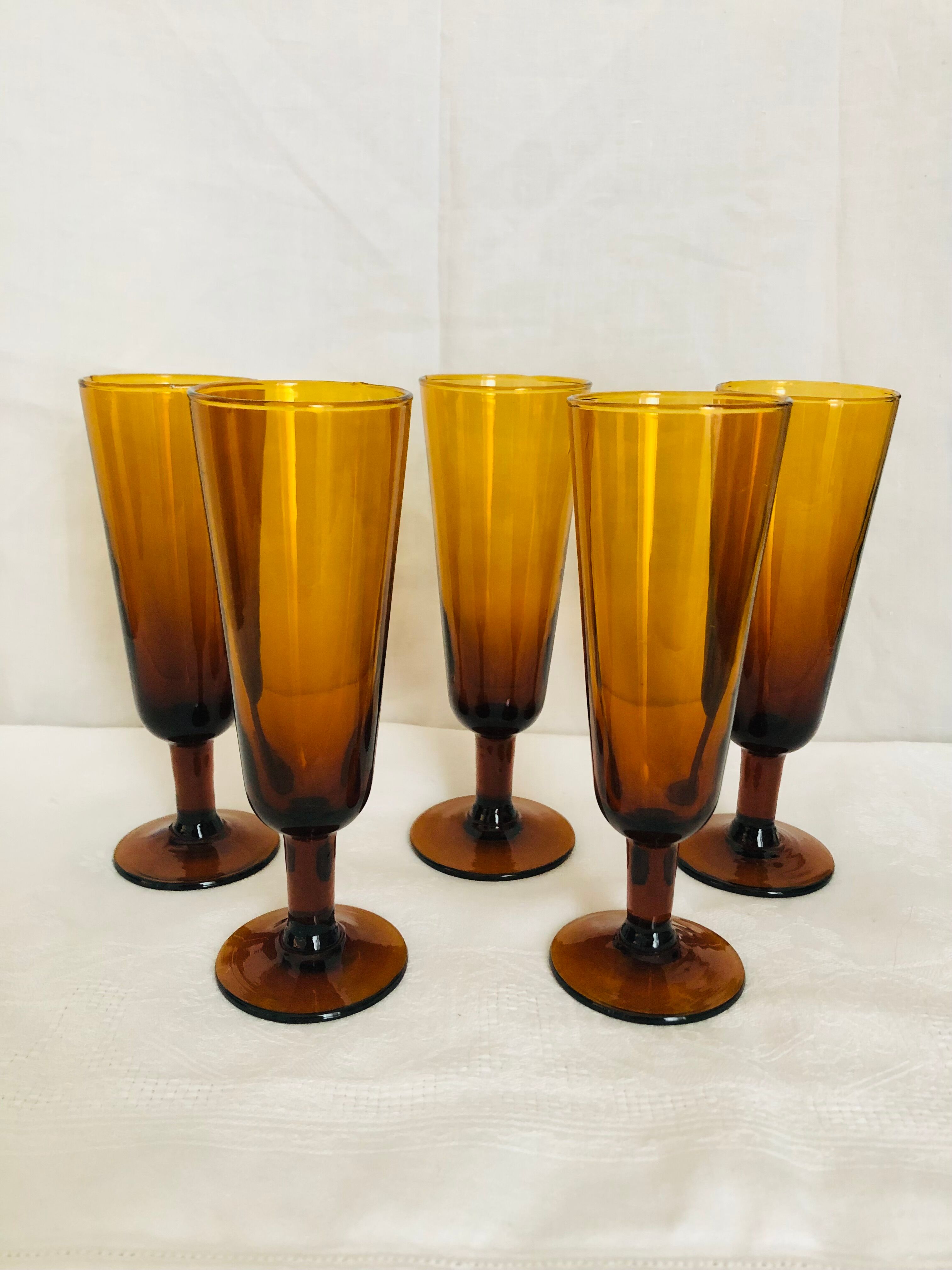 Flutes à champagne ambrées