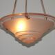 Vintage pink glass lamp with 3 cord hangers and pink ceiling 5001.