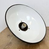 Industrial black enamel factory pendant lamp, 1950s