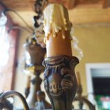 Antique bronze and crystal chandelier