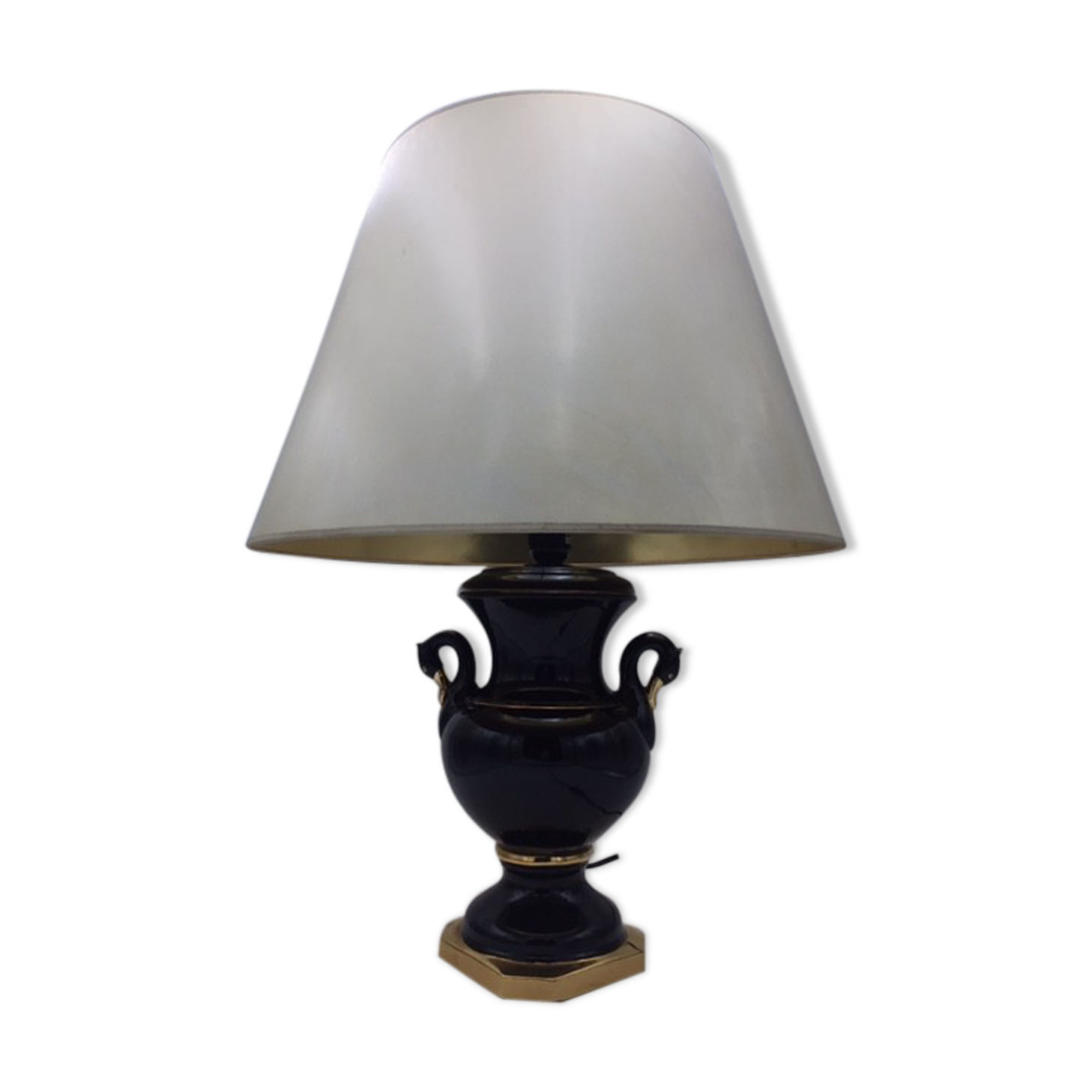 Foot lamp in Black ceramic baluster, 80s