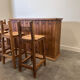Rustic solid wood bar counter with 4 matching stools – wine rack & storage