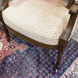 Pair of early 20th century Louis XVI armchairs in walnut