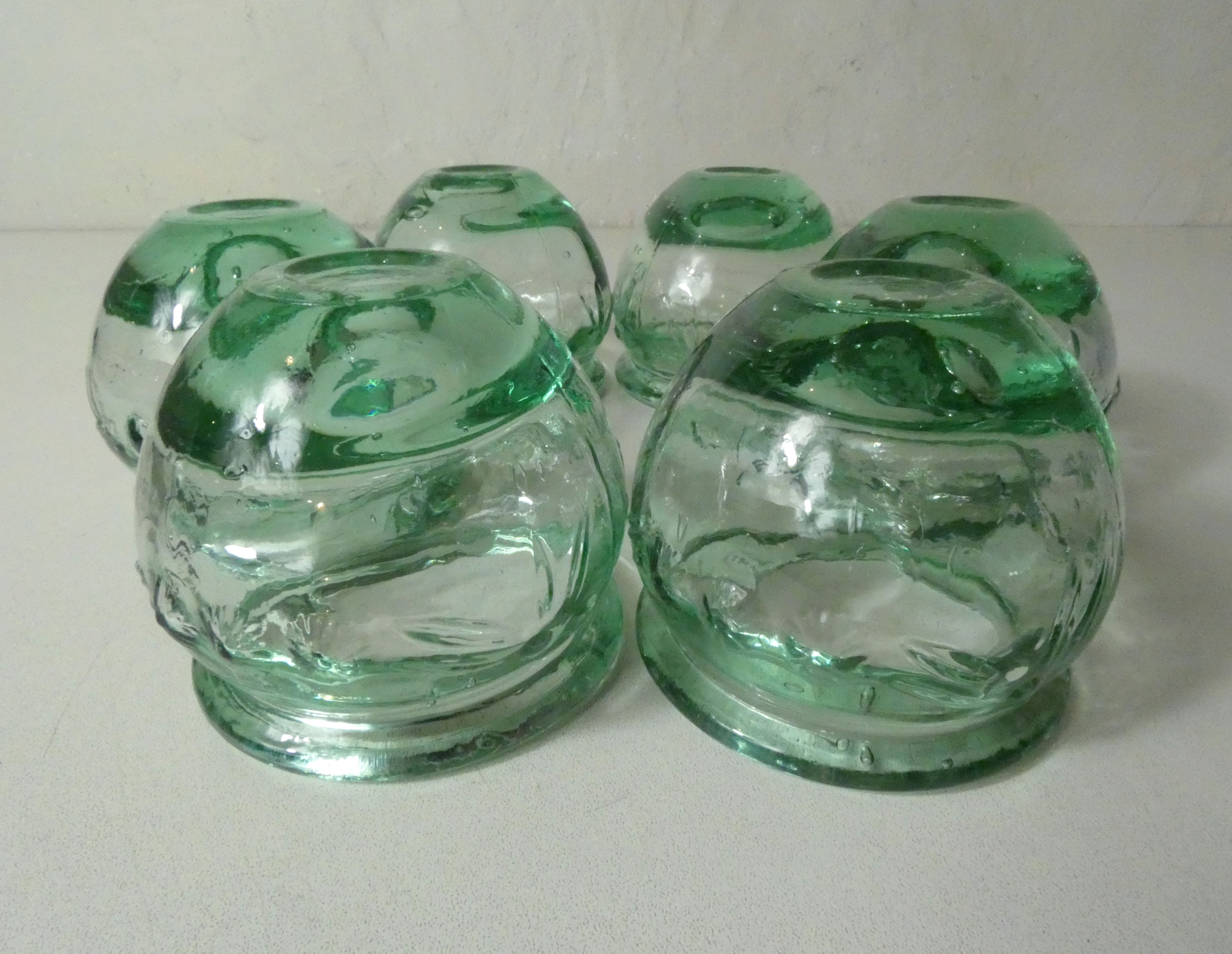 6 vintage glass jam jars