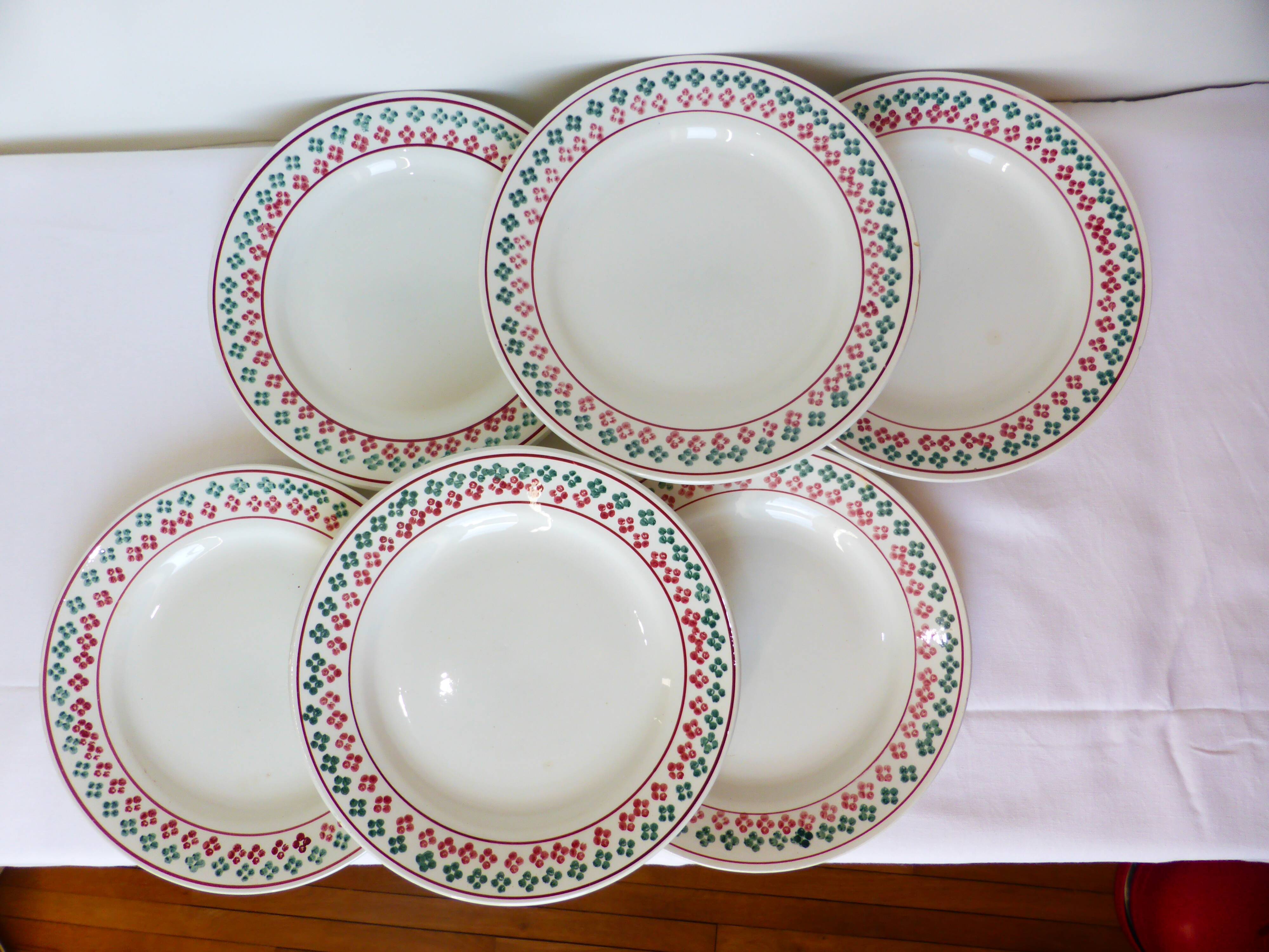 6 vintage flat plates from Céranord St Amand