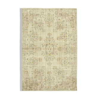 Tapis beige rustique anatolien tissé à la main 205 cm x 312 cm