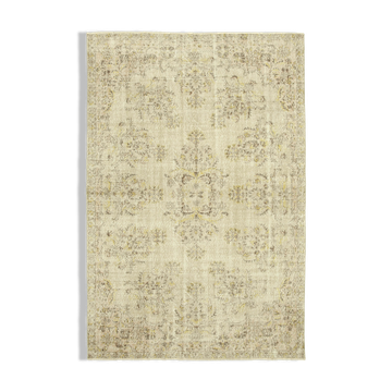 Handwoven rustic anatolian beige rug 205 cm x 312 cm