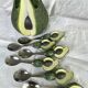 Barbotine-style avocado and 6 avocado spoons Vintage 80 Siléa