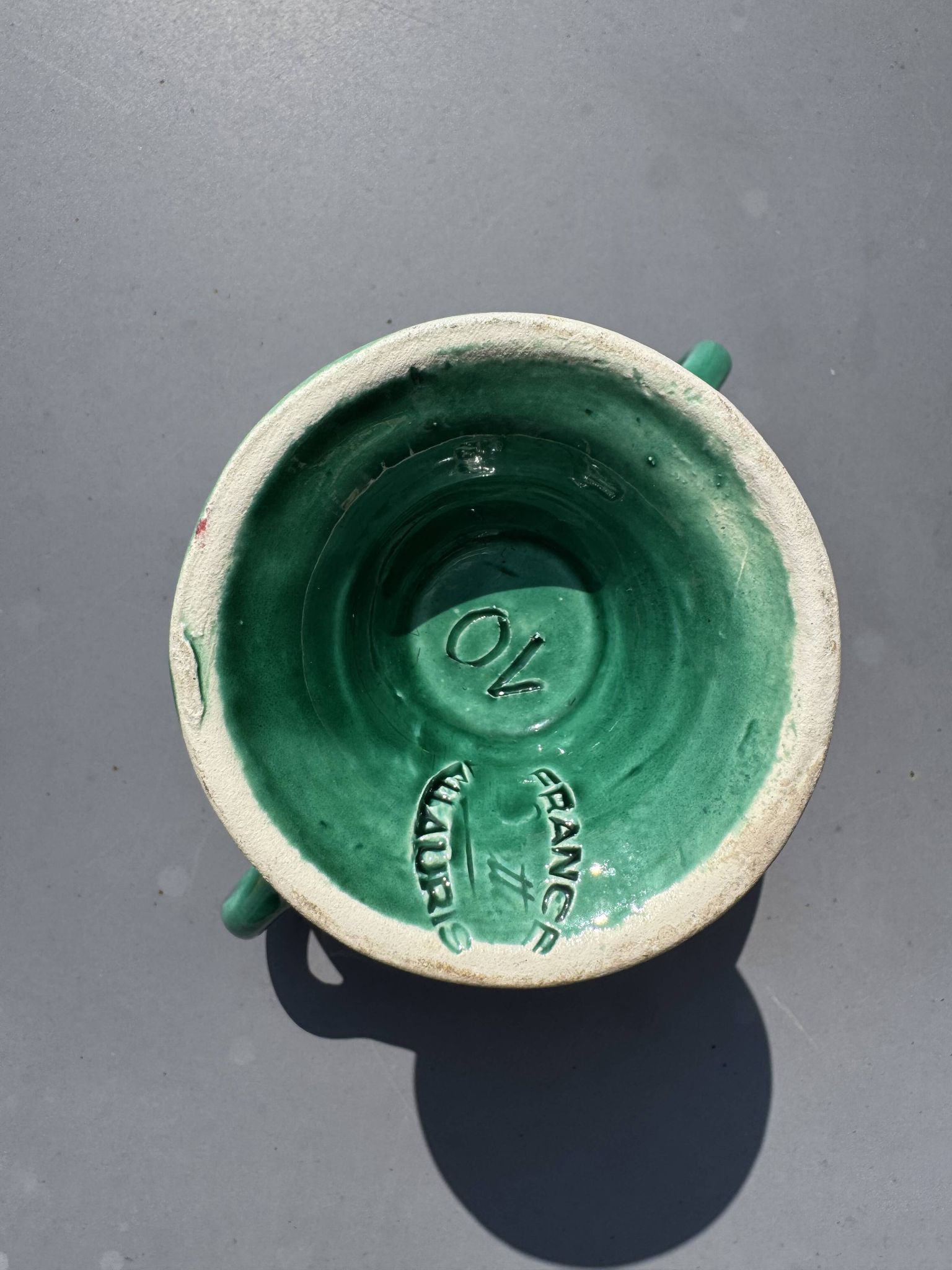 Ensemble verseuse et sucrier en céramique émaillée vert, Vallauris